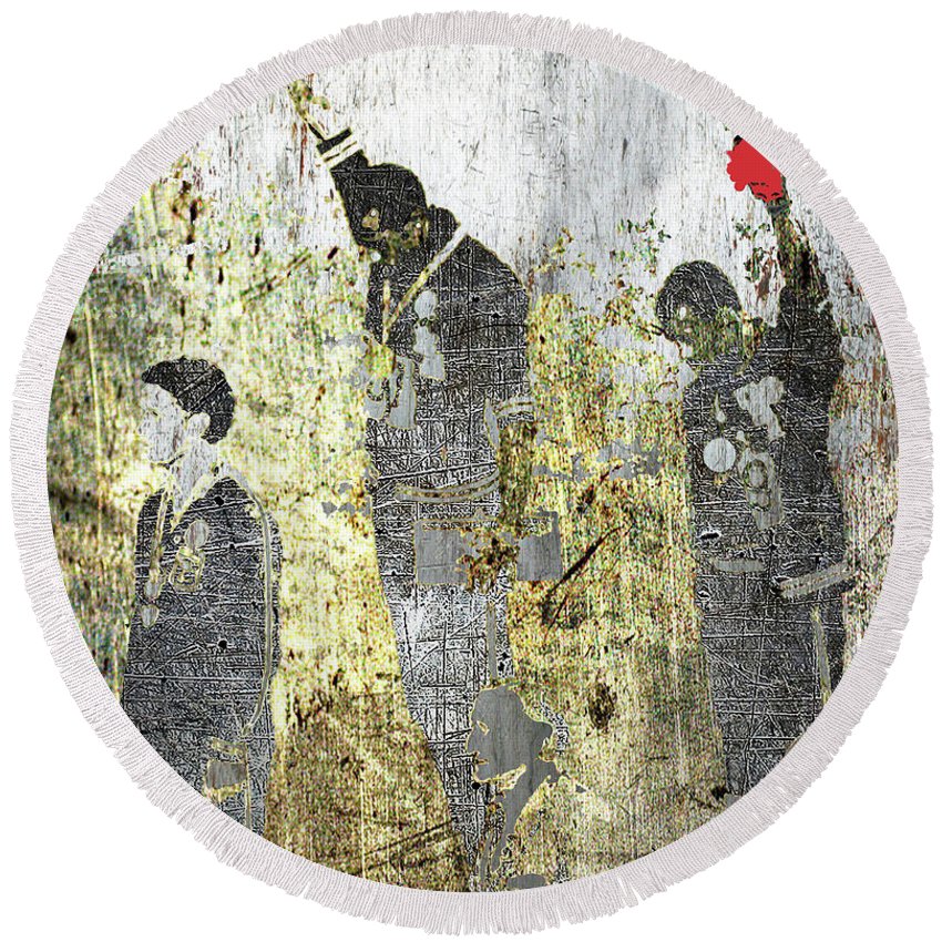 1968 Olympics Black Power Salute - Round Beach Towel
