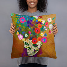 Punk Impressionist Flower Skull Tees Artist Pillow