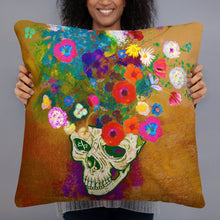 Punk Impressionist Flower Skull Tees Artist Pillow