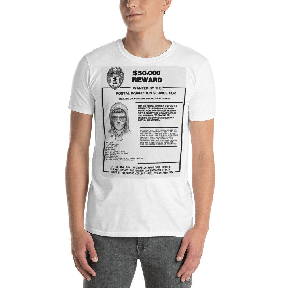 Unabomber Ted Kaczynski Wanted Poster 2 Tee Tees Tshirt T-Shirt