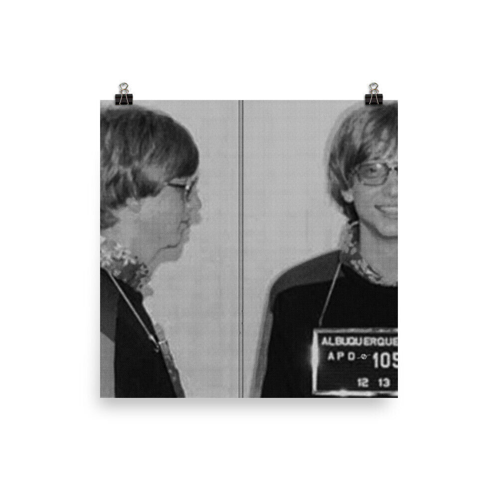 Bill Gates Mug shot Horizontal Black And White Mugshot Photo Poster