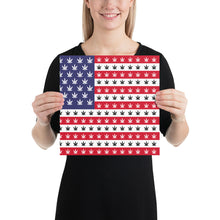 American Flag Weed Cannabis Marijuana 420 Stoner Gift Color Poster