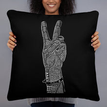 PEACE SIGN LOVE  60s 70s Tie Dye Hippie Hand Love Basic Pillow