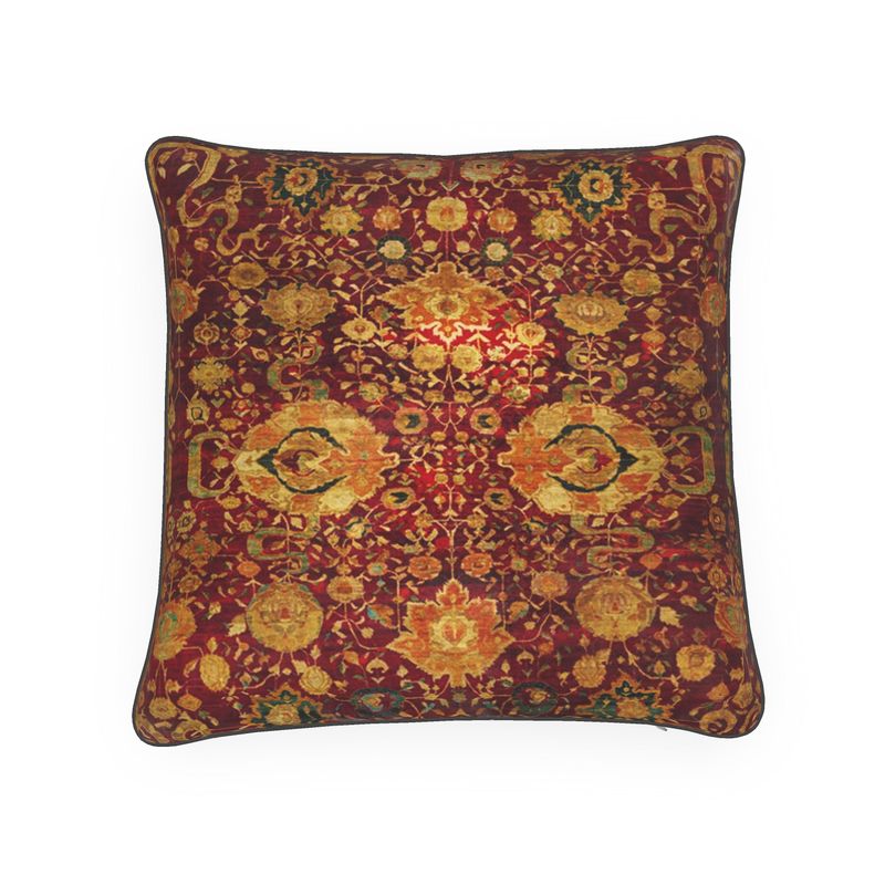 Pashmina Carpet with Gateway-and-Millefleur Pattern Design Red