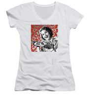 A Housewife Bakes - Women's V-Neck (Athletic Fit) Women's V-Neck (Athletic Fit) Pixels White Small 