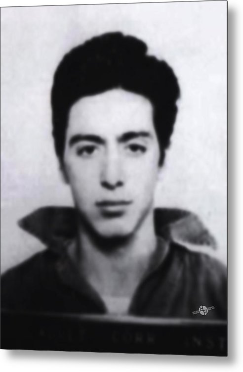 Al Pacino Mug Shot 1961 Black And Blueish  - Metal Print