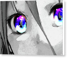 Anime Girl Eyes 2 Black And White Blue Eyes 2 - Canvas Print