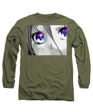 Anime Girl Eyes 2 Black And White Blue Eyes 2 - Long Sleeve T-Shirt