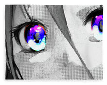 Anime Girl Eyes 2 Black And White Blue Eyes 2 - Blanket