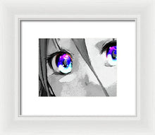 Anime Girl Eyes 2 Black And White Blue Eyes 2 - Framed Print