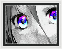 Anime Girl Eyes 2 Black And White Blue Eyes 2 - Framed Print