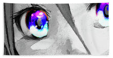 Anime Girl Eyes 2 Black And White Blue Eyes 2 - Beach Towel