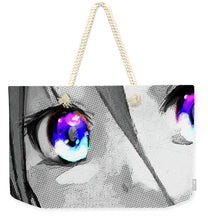 Anime Girl Eyes 2 Black And White Blue Eyes 2 - Weekender Tote Bag