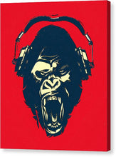 Ape Loves Music With Headphones - Canvas Print Canvas Print Pixels 6.625" x 8.000" Mirrored Glossy