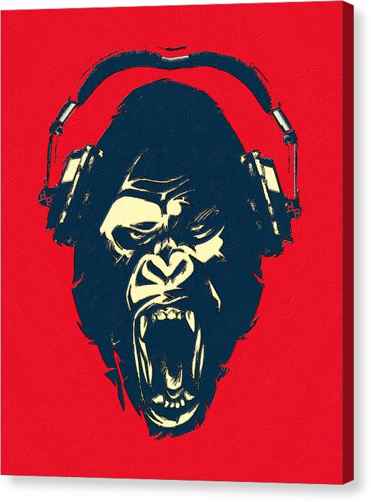 Ape Loves Music With Headphones - Canvas Print Canvas Print Pixels 6.625