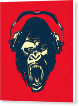 Ape Loves Music With Headphones - Canvas Print Canvas Print Pixels 6.625" x 8.000" White Glossy