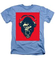 Ape Loves Music With Headphones - Heathers T-Shirt Heathers T-Shirt Pixels Light Blue Small 