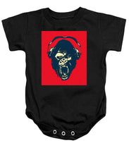 Ape Loves Music With Headphones - Baby Onesie Baby Onesie Pixels Black Small 