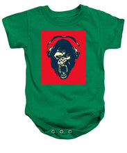 Ape Loves Music With Headphones - Baby Onesie Baby Onesie Pixels Kelly Green Small 