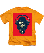Ape Loves Music With Headphones - Kids T-Shirt Kids T-Shirt Pixels Gold Small 