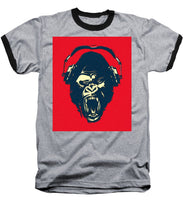 Ape Loves Music With Headphones - Baseball T-Shirt Baseball T-Shirt Pixels Heather / Black Small 