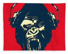 Ape Loves Music With Headphones - Blanket Blanket Pixels 60" x 80" Plush Fleece 