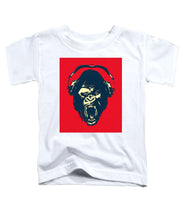 Ape Loves Music With Headphones - Toddler T-Shirt Toddler T-Shirt Pixels White Small 