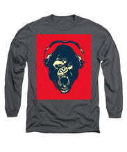 Ape Loves Music With Headphones - Long Sleeve T-Shirt Long Sleeve T-Shirt Pixels Charcoal Small 