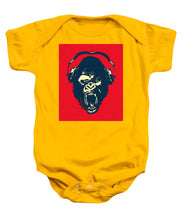 Ape Loves Music With Headphones - Baby Onesie Baby Onesie Pixels Gold Small 