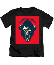 Ape Loves Music With Headphones - Kids T-Shirt Kids T-Shirt Pixels Black Small 