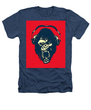 Ape Loves Music With Headphones - Heathers T-Shirt Heathers T-Shirt Pixels Navy Small 