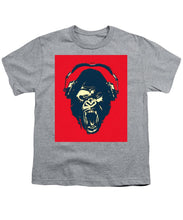 Ape Loves Music With Headphones - Youth T-Shirt Youth T-Shirt Pixels Heather Small 