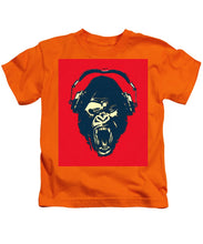 Ape Loves Music With Headphones - Kids T-Shirt Kids T-Shirt Pixels Orange Small 