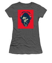 Ape Loves Music With Headphones - Women's T-Shirt (Athletic Fit) Women's T-Shirt (Athletic Fit) Pixels Charcoal Small 
