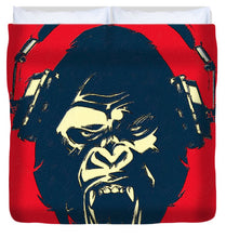 Ape Loves Music With Headphones - Duvet Cover Duvet Cover Pixels King  