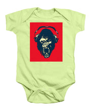 Ape Loves Music With Headphones - Baby Onesie Baby Onesie Pixels Soft Green Small 