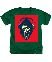 Ape Loves Music With Headphones - Kids T-Shirt Kids T-Shirt Pixels Kelly Green Small 