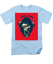 Ape Loves Music With Headphones - Men's T-Shirt  (Regular Fit) Men's T-Shirt (Regular Fit) Pixels Light Blue Small 