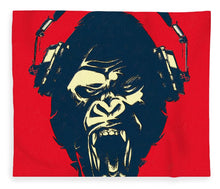 Ape Loves Music With Headphones - Blanket Blanket Pixels 50" x 60" Plush Fleece 