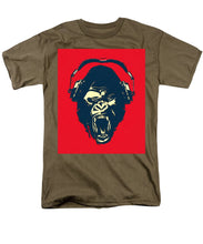 Ape Loves Music With Headphones - Men's T-Shirt  (Regular Fit) Men's T-Shirt (Regular Fit) Pixels Safari Green Small 
