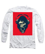 Ape Loves Music With Headphones - Long Sleeve T-Shirt Long Sleeve T-Shirt Pixels White Small 