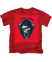 Ape Loves Music With Headphones - Kids T-Shirt Kids T-Shirt Pixels Red Small 