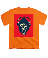 Ape Loves Music With Headphones - Youth T-Shirt Youth T-Shirt Pixels Orange Small 