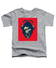 Ape Loves Music With Headphones - Toddler T-Shirt Toddler T-Shirt Pixels Heather Small 