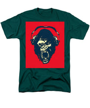 Ape Loves Music With Headphones - Men's T-Shirt  (Regular Fit) Men's T-Shirt (Regular Fit) Pixels Hunter Green Small 