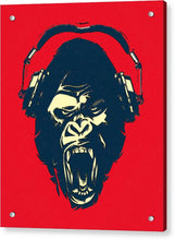 Ape Loves Music With Headphones - Acrylic Print Acrylic Print Pixels 6.625" x 8.000" Aluminum Mounting Posts 