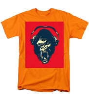 Ape Loves Music With Headphones - Men's T-Shirt  (Regular Fit) Men's T-Shirt (Regular Fit) Pixels Orange Small 