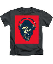 Ape Loves Music With Headphones - Kids T-Shirt Kids T-Shirt Pixels Charcoal Small 