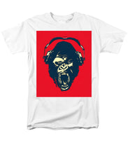 Ape Loves Music With Headphones - Men's T-Shirt  (Regular Fit) Men's T-Shirt (Regular Fit) Pixels White Small 