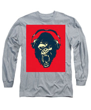 Ape Loves Music With Headphones - Long Sleeve T-Shirt Long Sleeve T-Shirt Pixels Heather Small 